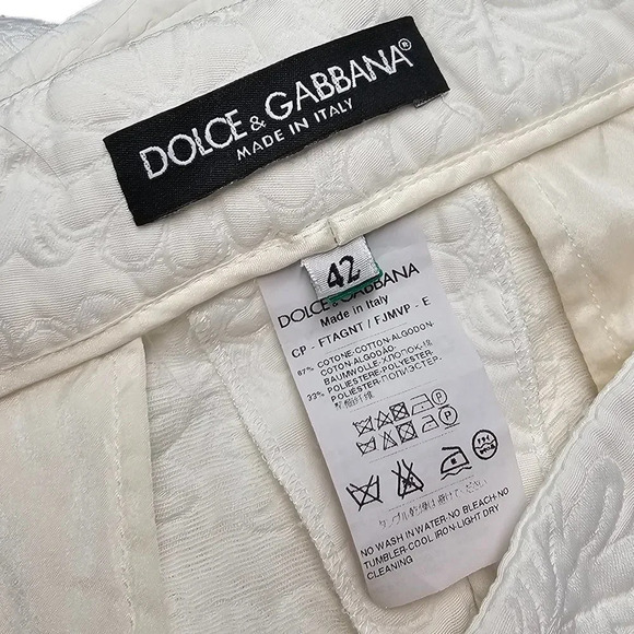 Dolce & Gabanna Womens Floral Embroidered White Cropped Pants Size IT 42 US 6 - Picture 3 of 11